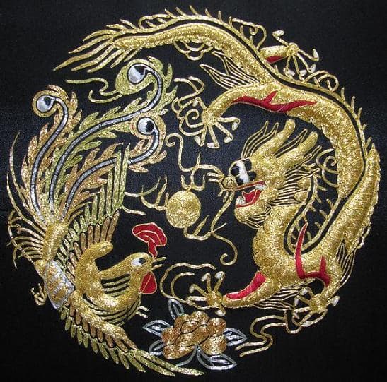 Chinese handmade solid embroidery dragon and phoenix art painting home decor